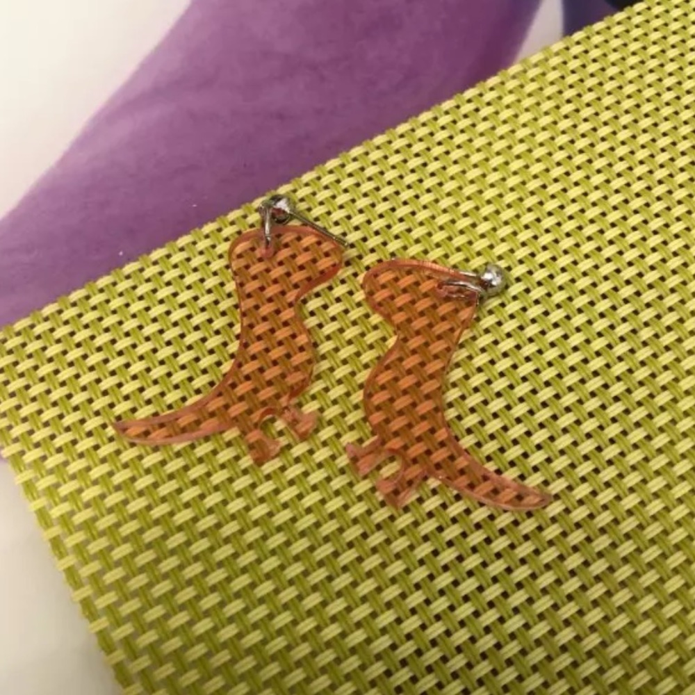 Earrings Dinosaur Post Back Acrylic - Picture 6 of 8